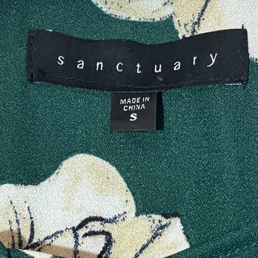 Sanctuary Anthropologie Women Top Small Size Green Floral Long Bell Sleeve - Picture 3 of 9